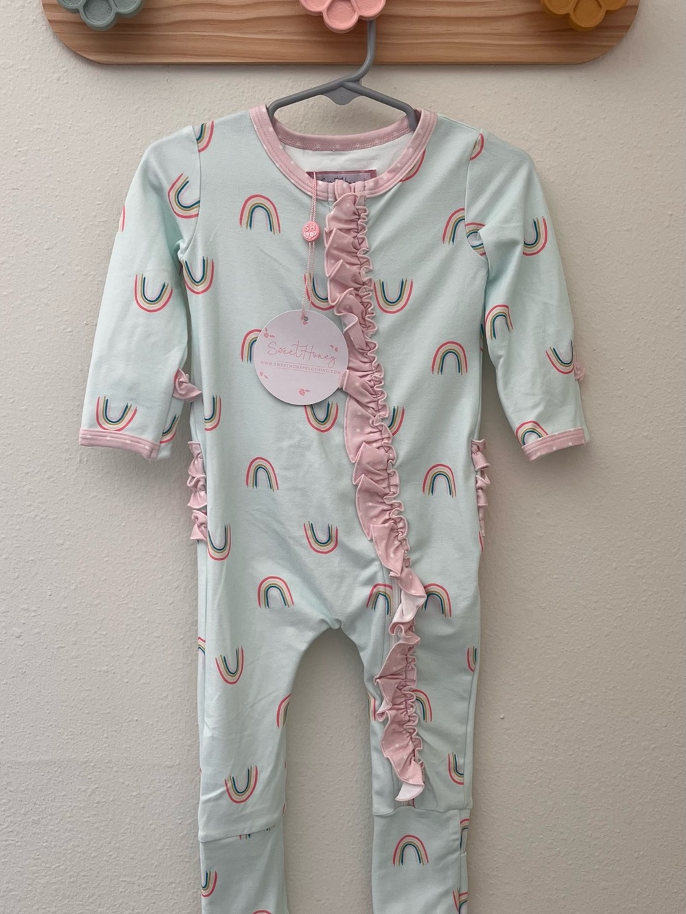 SweetHoney Mint Rainbow Ruffle Dreamer Layette 18m NWT